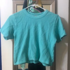 XXS Miami Teal honeycomb cropped tee
